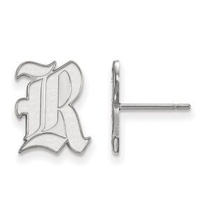10k White Gold Rice University Small Post Earrings